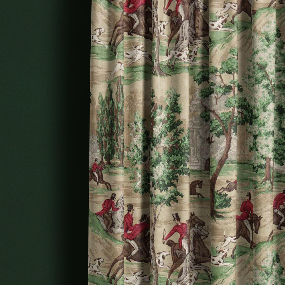 Sanderson - tally ho -evergreen / crimson - curtains made to measure drapes designer home decor.