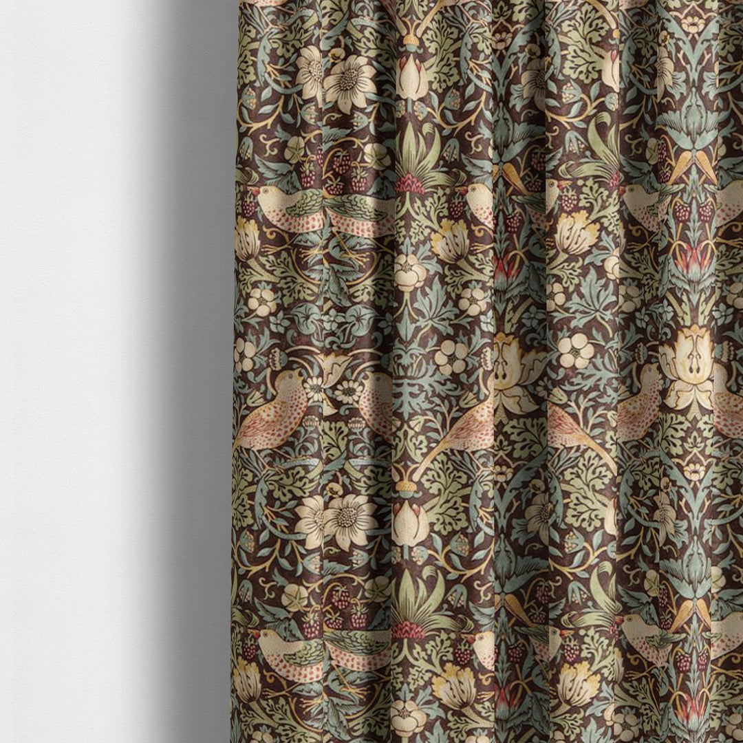 William morris strawberry thief chocolate slate curtains made to measure drapes designer home decor.