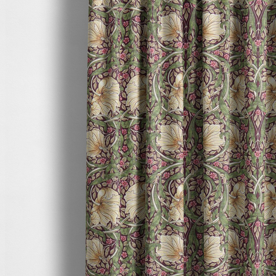 William Morris Pimpernel Aubergine Olive Curtains Made to Measure Drapes Designer Home Decor.