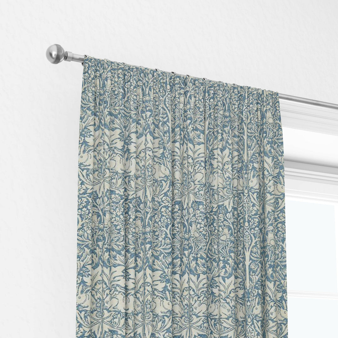 William Morris Brer Rabbit Slate Vellum Curtains Made to Measure Drapes Designer Home Decor.