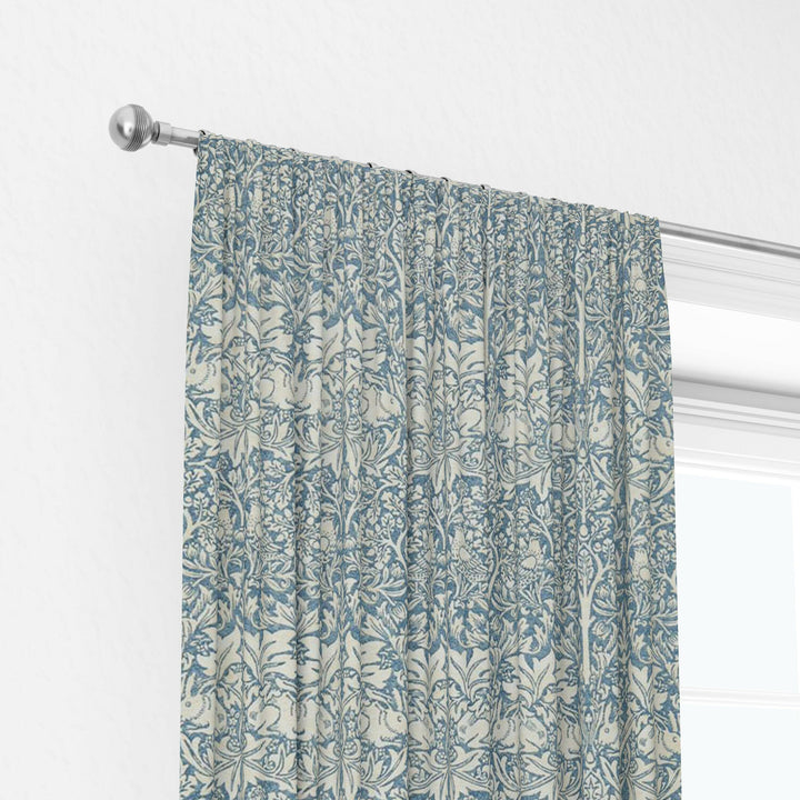 William Morris Brer Rabbit Slate Vellum Curtains Made to Measure Drapes Designer Home Decor.