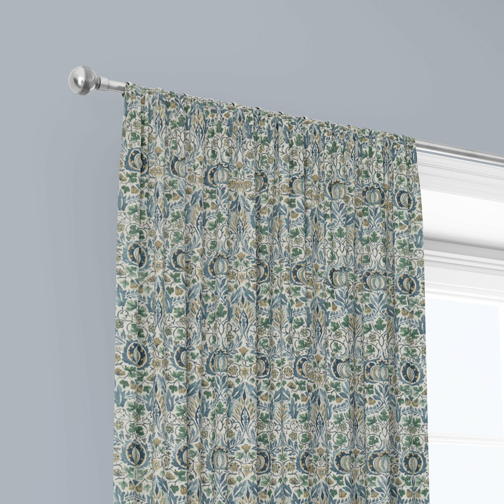 William Morris Little Chintz Blue Fennel Curtains Made to Measure Drapes Designer Home Decor.