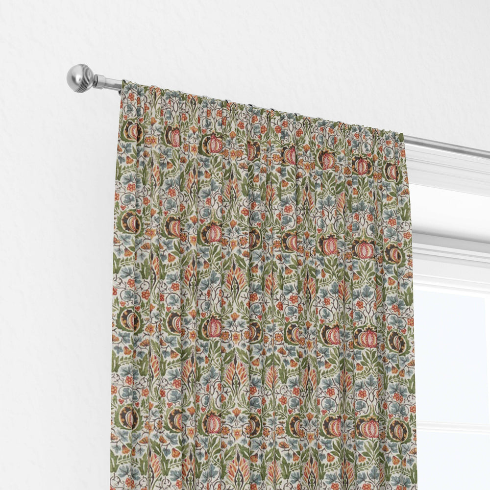 William Morris Little Chintz Olive Ochre Curtains Made to Measure Drapes Designer Home Decor.
