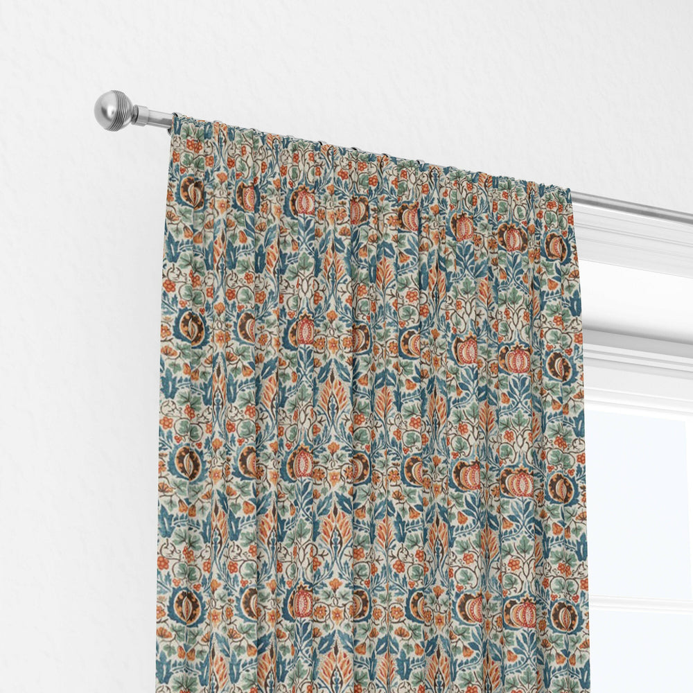 William Morris Little Chintz Teal Saffron Curtains Made to Measure Drapes Designer Home Decor.
