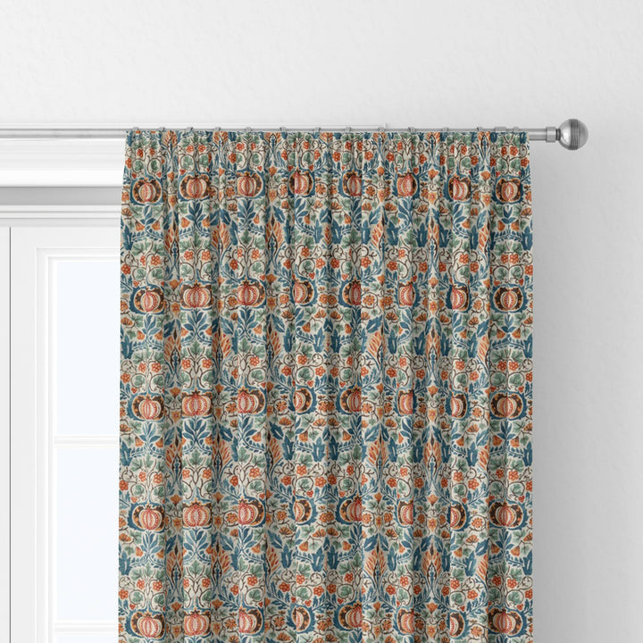 William Morris Little Chintz Teal Saffron Curtains Made to Measure Drapes Designer Home Decor.