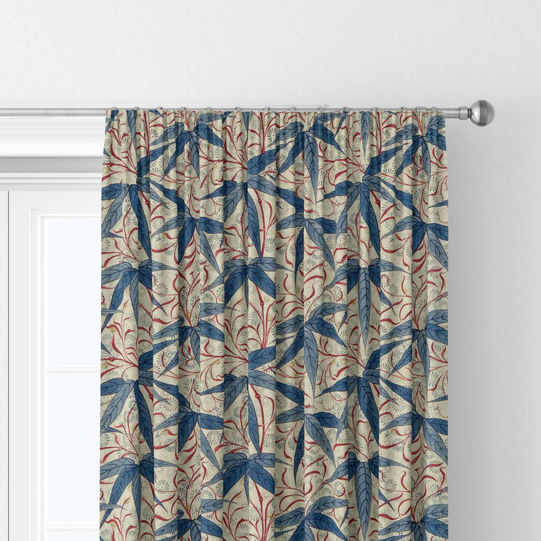 William Morris Bamboo Indigo Woad Curtains Made to Measure Drapes Designer Home Decor.