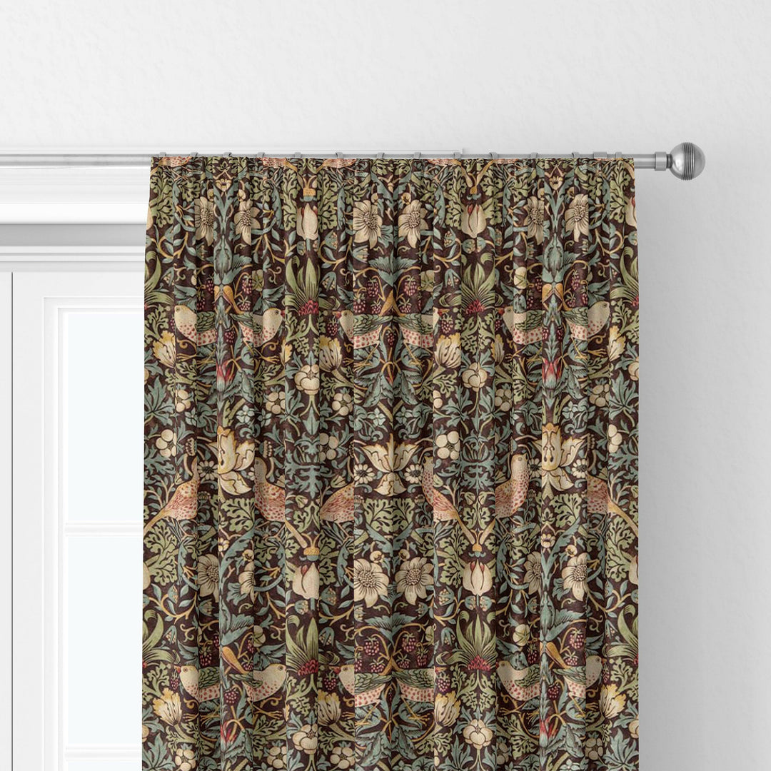 William morris strawberry thief chocolate slate curtains made to measure drapes designer home decor.