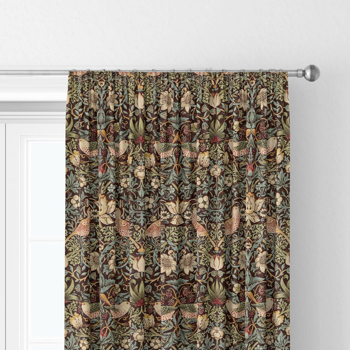 William morris strawberry thief chocolate slate curtains made to measure drapes designer home decor.