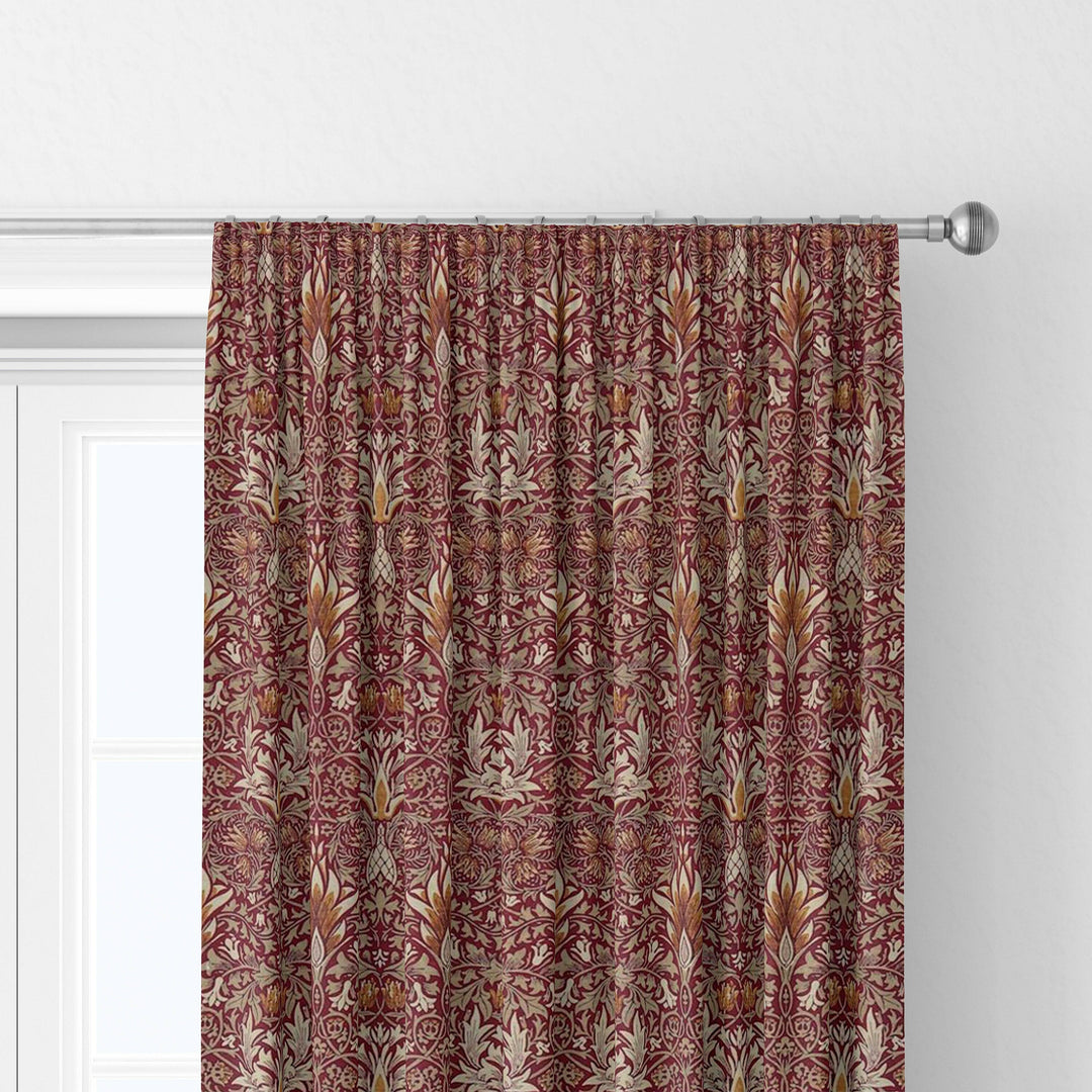 William Morris Snakeshead Claret / Gold Curtains Made to Measure Drapes Designer Home Decor.