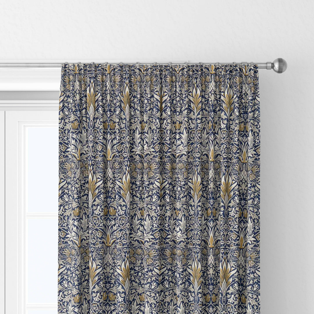 William Morris Snakeshead Indigo / Hemp Curtains Made to Measure Drapes Designer Home Decor.