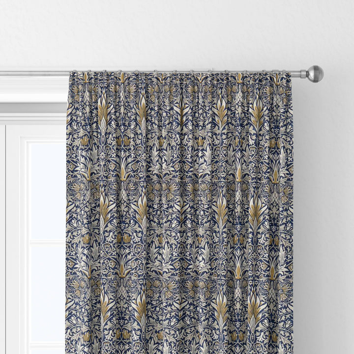 William Morris Snakeshead Indigo / Hemp Curtains Made to Measure Drapes Designer Home Decor.