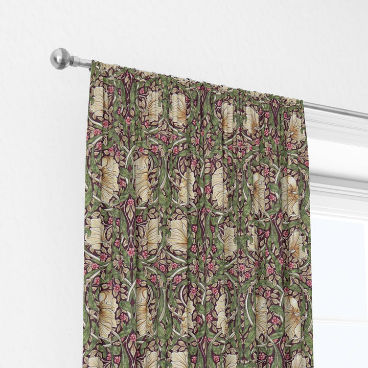 William Morris Pimpernel Aubergine Olive Curtains Made to Measure Drapes Designer Home Decor.