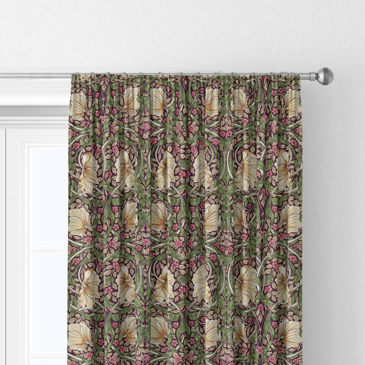 William Morris Pimpernel Aubergine Olive Curtains Made to Measure Drapes Designer Home Decor.