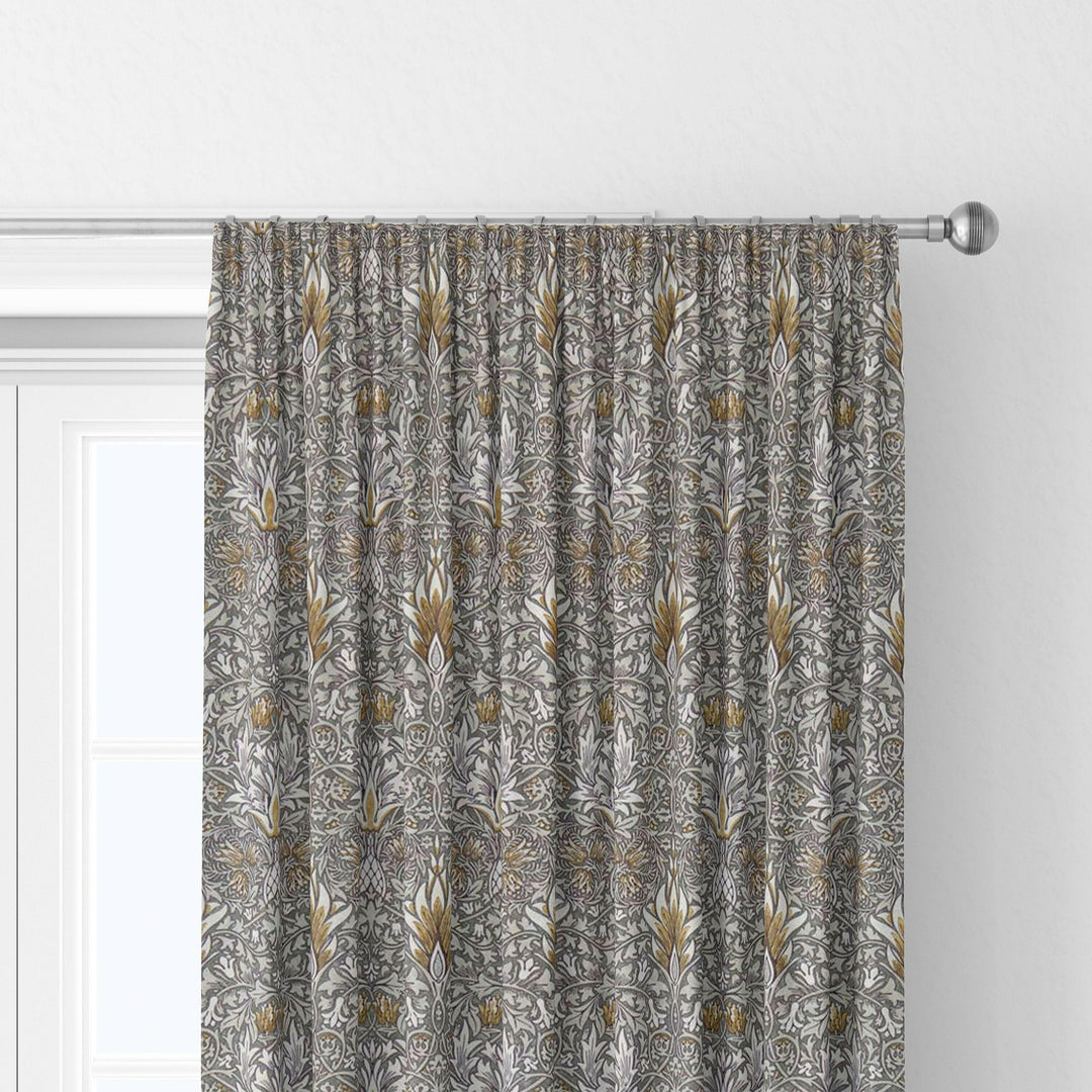 William Morris Snakeshead Pewter / Gold Curtains Made to Measure Drapes Designer Home Decor.