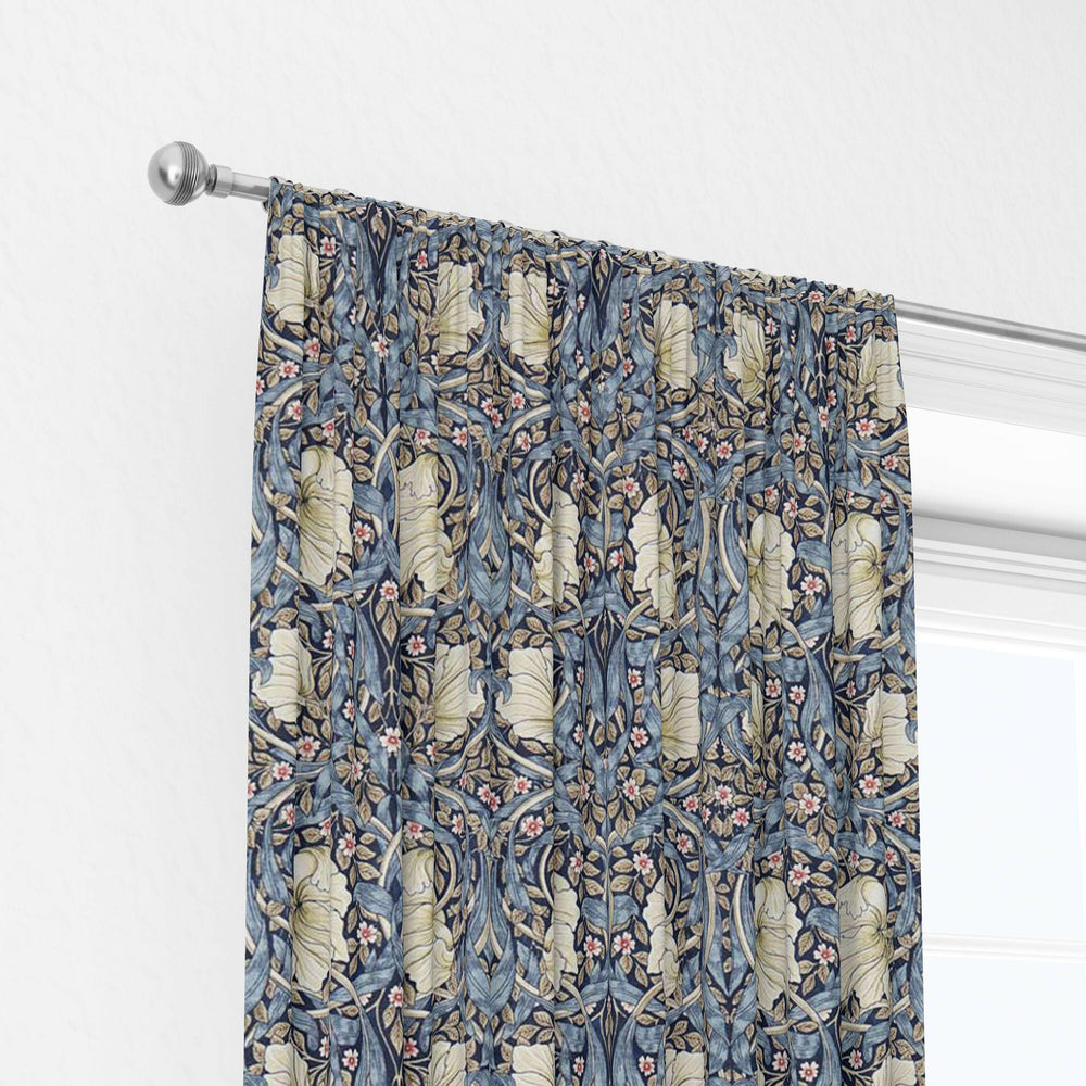 William Morris Pimpernel Indigo Hemp Curtains Made to Measure Drapes Designer Home Decor.