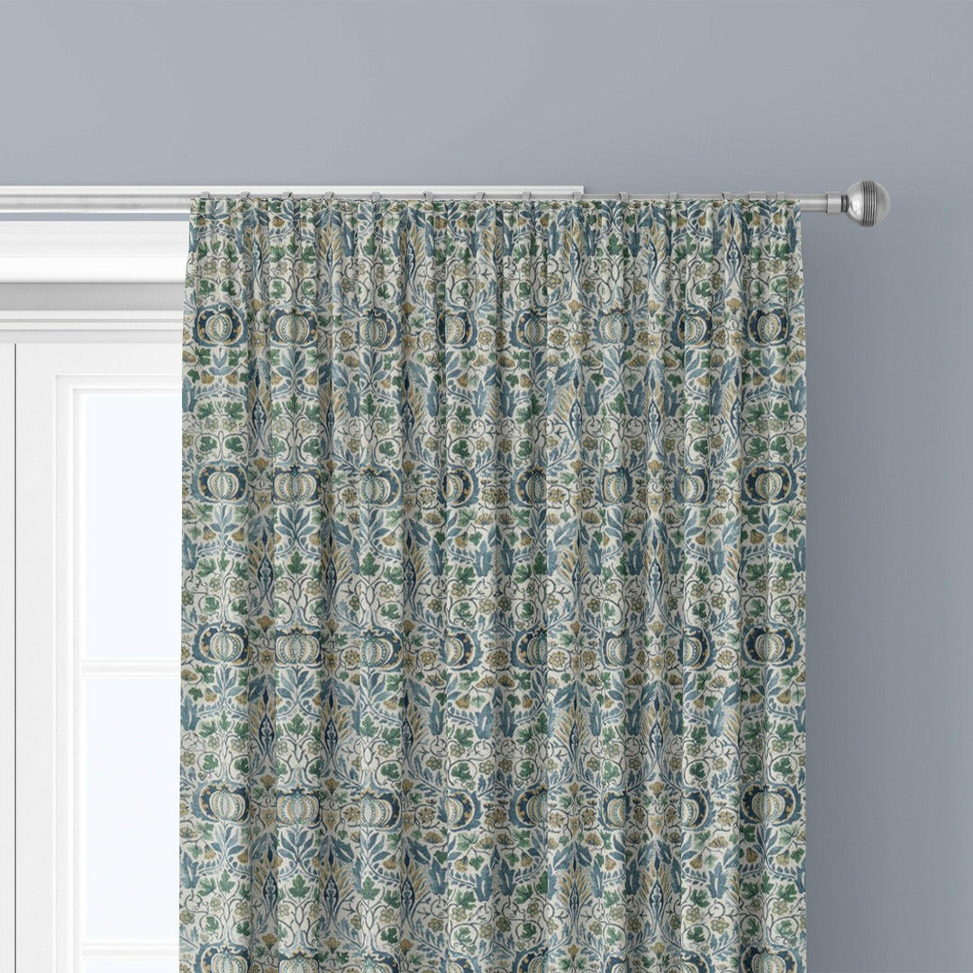 William Morris Little Chintz Blue Fennel Curtains Made to Measure Drapes Designer Home Decor.