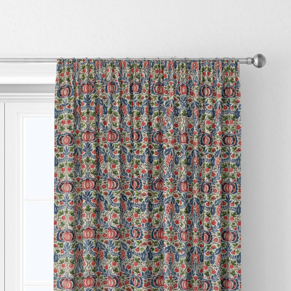 William Morris Little Chintz Indigo Carmine Curtains Made to Measure Drapes Designer Home Decor.