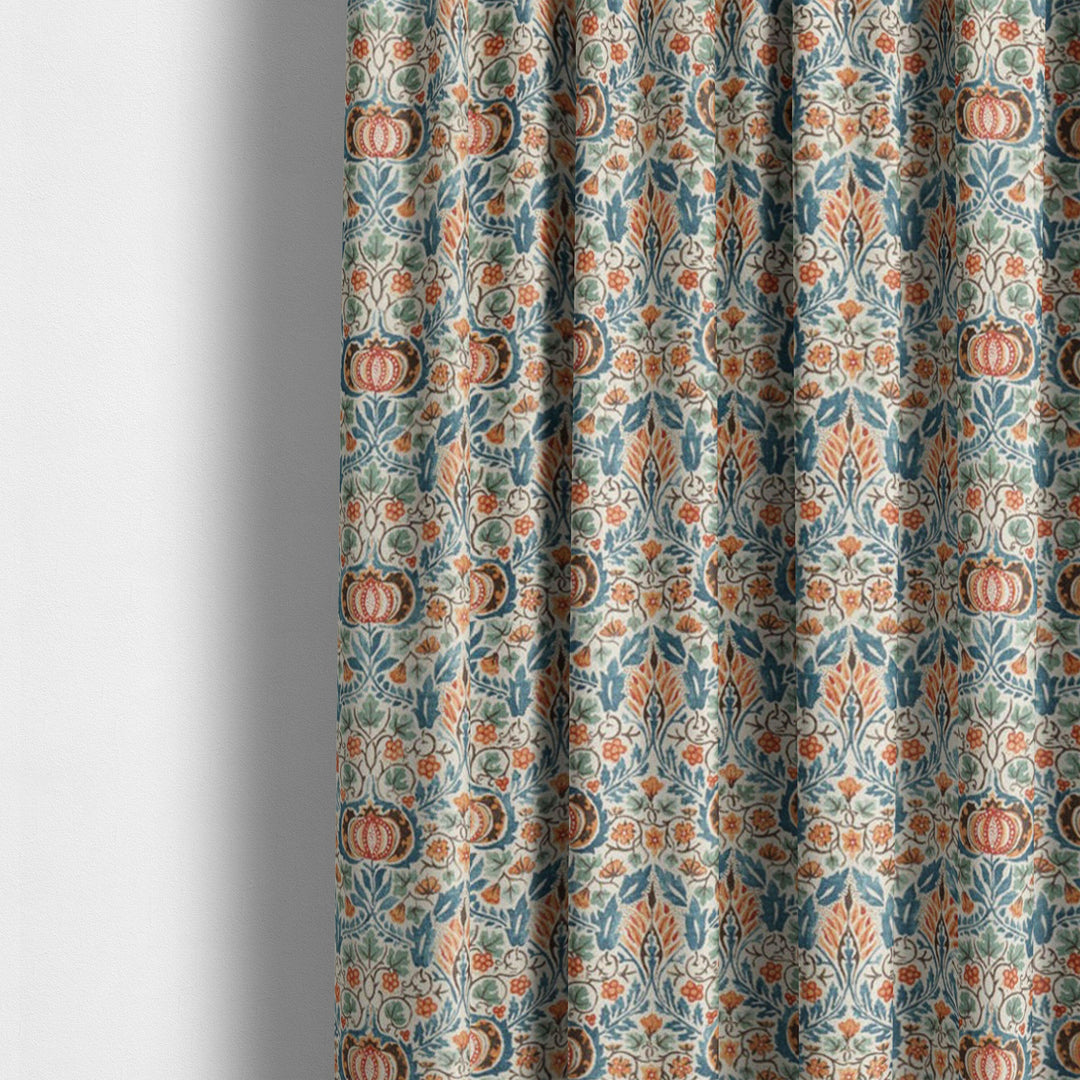 William Morris Little Chintz Teal Saffron Curtains Made to Measure Drapes Designer Home Decor.