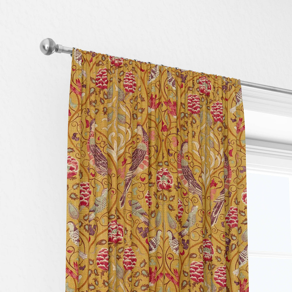 William Morris Seasons by May Saffron Curtains Made to Measure Drapes Designer Home Decor.