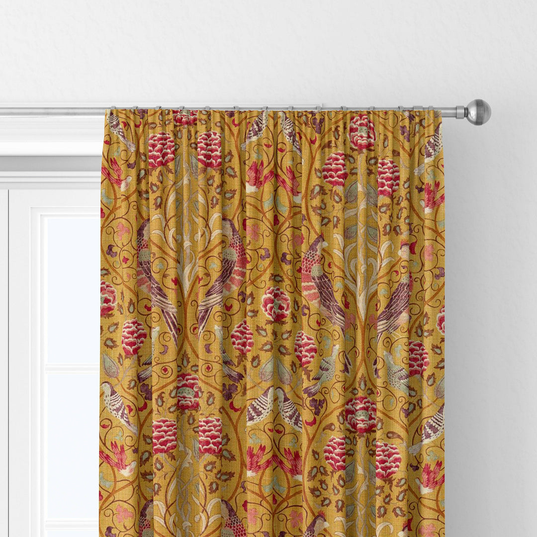 William Morris Seasons by May Saffron Curtains Made to Measure Drapes Designer Home Decor.