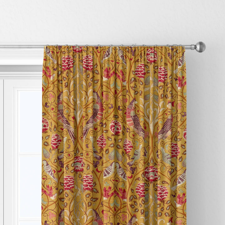 William Morris Seasons by May Saffron Curtains Made to Measure Drapes Designer Home Decor.
