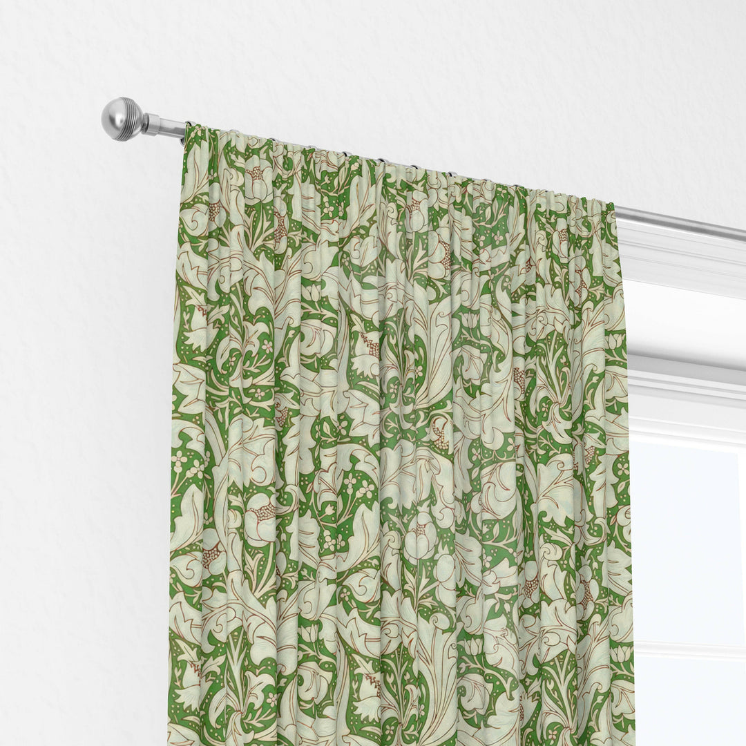 William Morris Bachelors Button Leaf Green Sky Curtains Made to Measure Drapes Designer Home Decor.