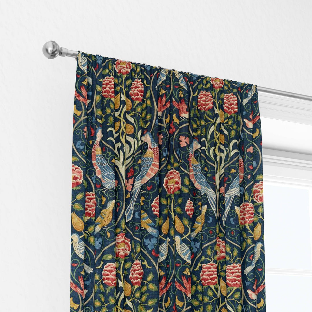 William Morris Seasons by May Indigo Curtains Made to Measure Drapes Designer Home Decor.