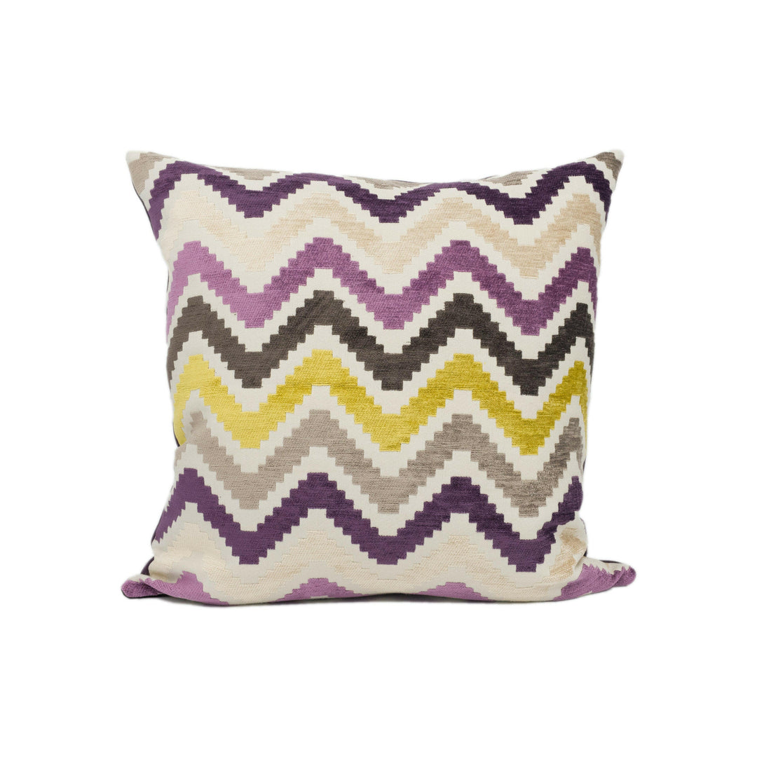 Romo - Marlow - Mulberry - Plush Colourful Zig Zag Chevron Chenille Velvet Cushion Cover - Handmade Throw Pillow - Designer Home Décor.