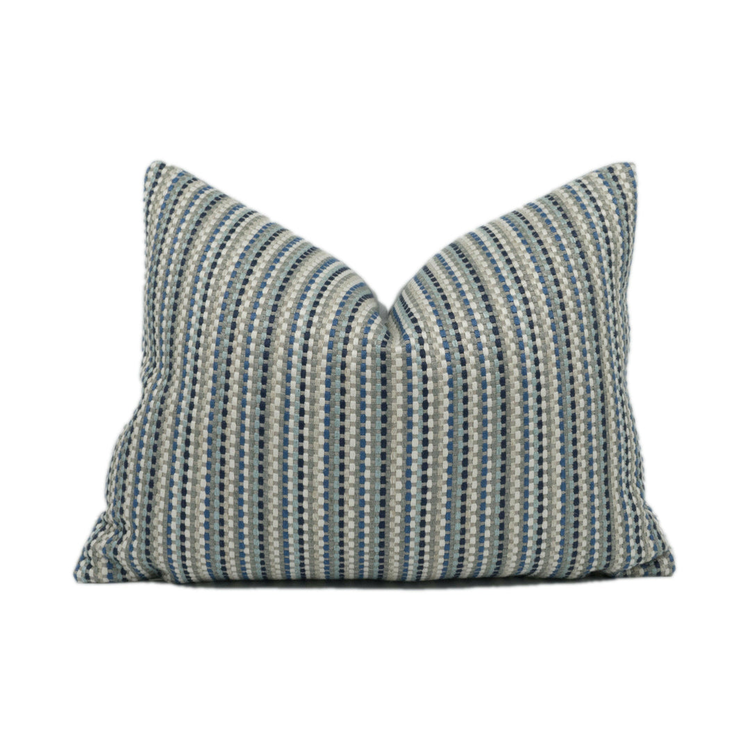 Romo - Ditton - Buxton Blue - Playful Striped Weave Designer Cushion Cover - Handmade Throw Pillow - Luxury Home Décor.