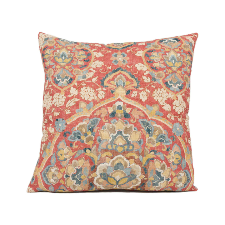 GP & J Baker - Kiana - Red / Blue - Beautiful Floral Medallion Cushion Cover - Red Vintage Designer Pillow Cover Custom GP Baker Red Floral.