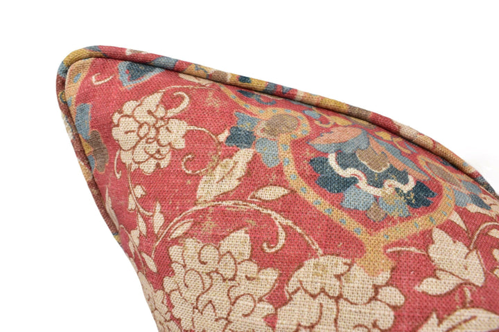 GP & J Baker - Kiana - Red / Blue - Beautiful Floral Medallion Cushion Cover - Red Vintage Designer Pillow Cover Custom GP Baker Red Floral.