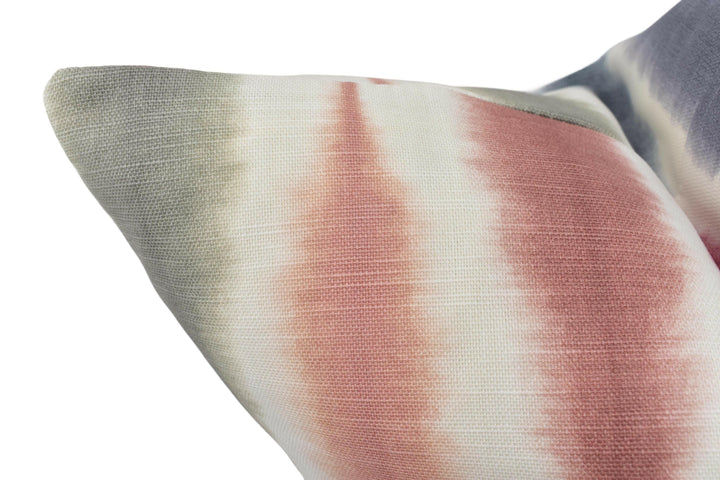 Scion - Usuko - Cranberry / Rose - Traditional Japanese Ikat Designer Cushion Cover - Colourful Stripe Pillow Cover - Handmade Ikat Throw.