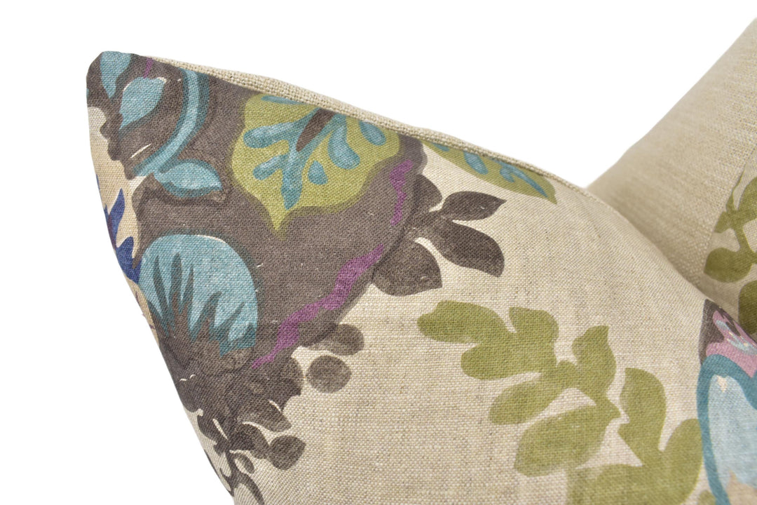 a close up of a pillow on a white background