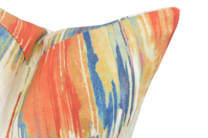 Prestigious Textiles - Long Beach - Tango - Bright Tropical Abstract Designer Cushion Cover - Vibrant Orange Blue Inky Pillow Cover Handmade.