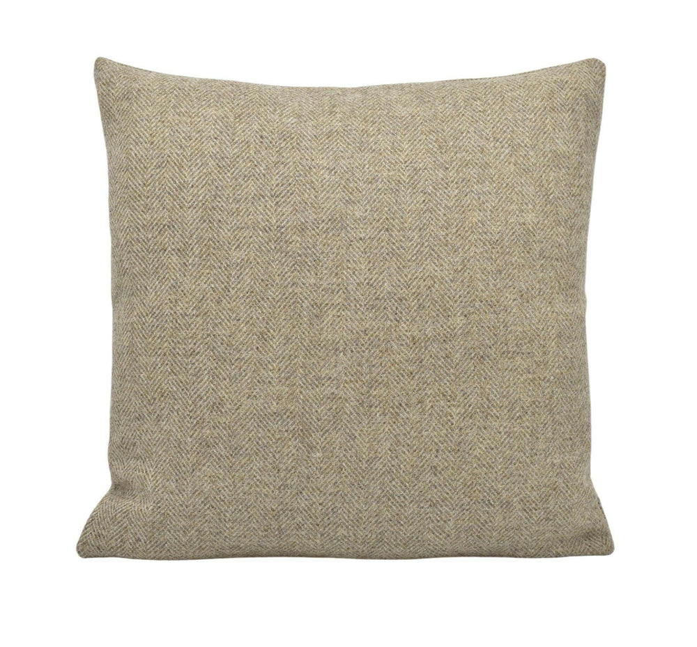 Abraham Moon - Herringbone - Stone - 100% Wool Cushion Cover - Designer Plaid Pillow Cover - Handmade Custom Abraham Moon Pillow.