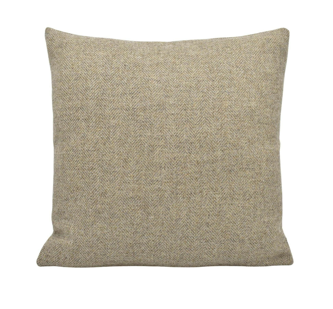 Abraham Moon - Herringbone - Stone - 100% Wool Cushion Cover - Designer Plaid Pillow Cover - Handmade Custom Abraham Moon Pillow.