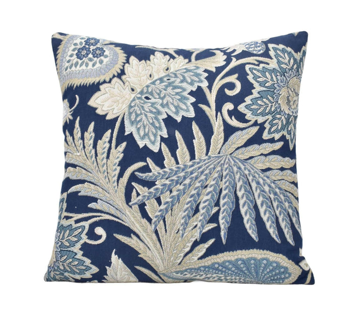 iLiv - Etienne - Sapphire - Luxurious Botanical Weave Cushion Cover - Blue and Gold Winding Leaf Pillow Cover - Handmade Designer Pillow.
