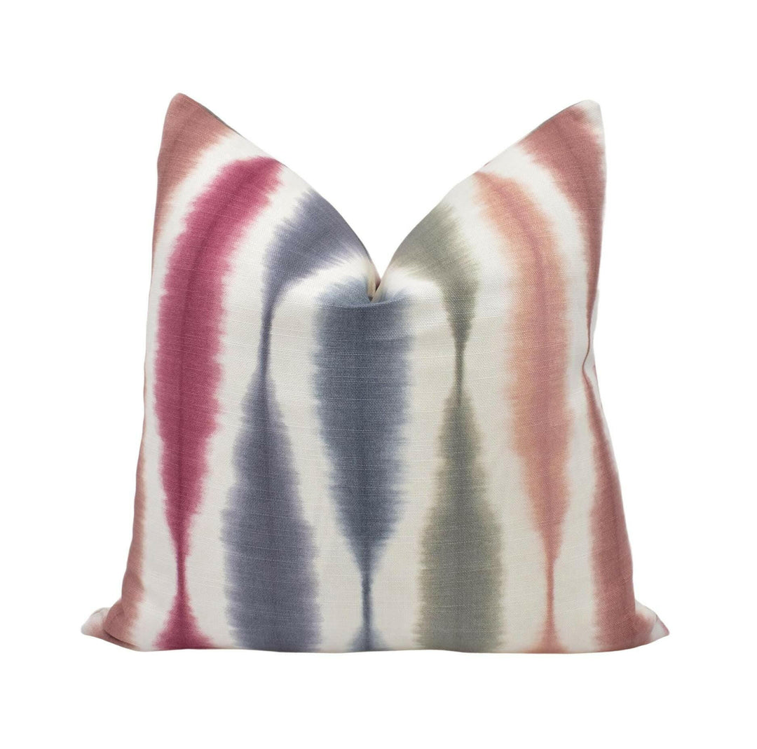 Scion - Usuko - Cranberry / Rose - Traditional Japanese Ikat Designer Cushion Cover - Colourful Stripe Pillow Cover - Handmade Ikat Throw.