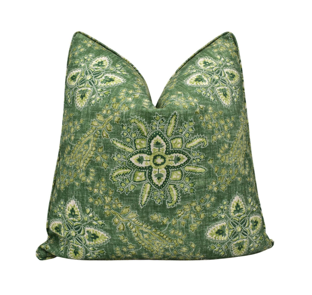 GP & J Baker - Cashmira - Emerald - Elegant Traditional Green Indienne Designer Floral Cushion Cover Vibrant Indian Boho Custom Baker Pillow.