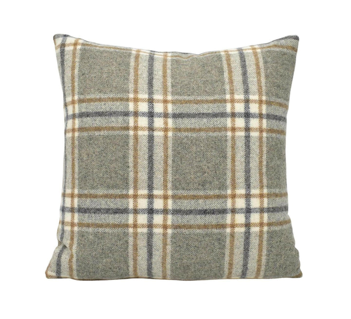 Abraham Moon - Arncliffe - Taupe - 100% Wool Cushion Cover - Designer Plaid Pillow Cover - Handmade Custom Abraham Moon Pillow.