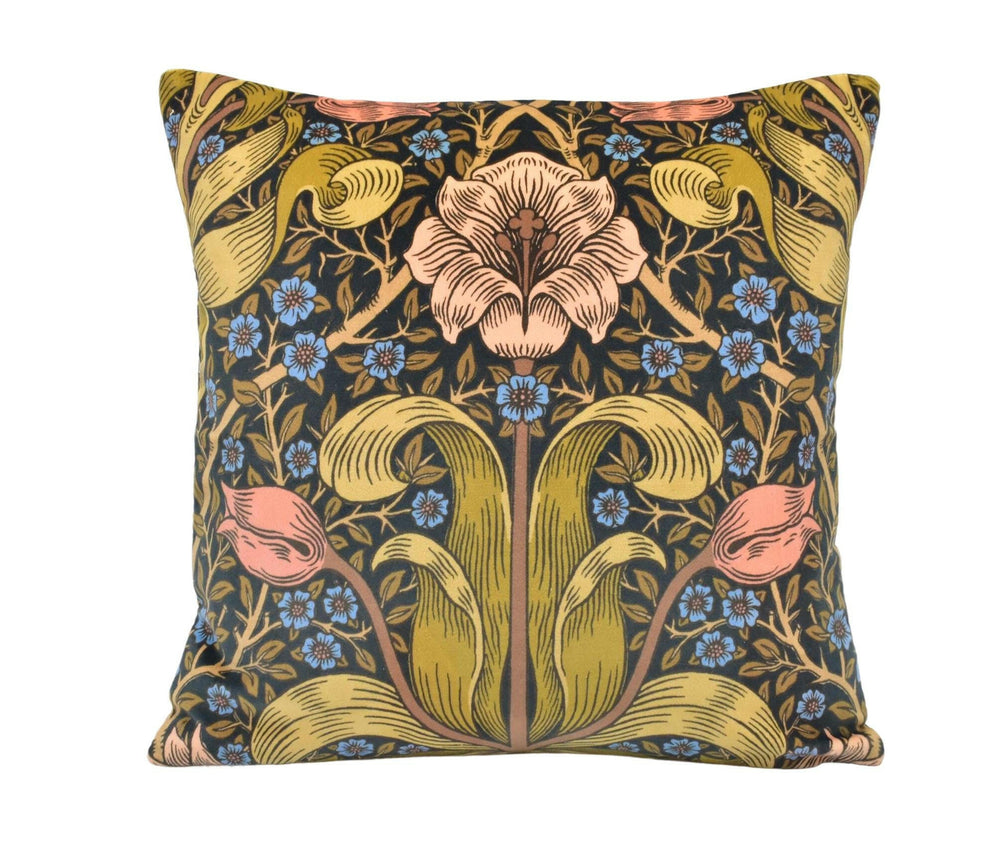 William Morris - Spring Thicket Velvet - Old Fashioned - Brooding Vintage Style Floral Cushion Cover Rust Jewel English Tulip Morris Pillow.