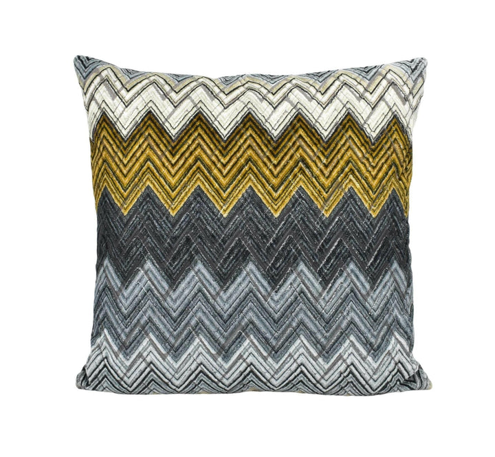 Romo x Black Edition - Zenith - Muscovado - Sumptuous Woven Jacquard Velvet Designer Cushion Cover Black Grey Gold Geometric Chevron Pillow.
