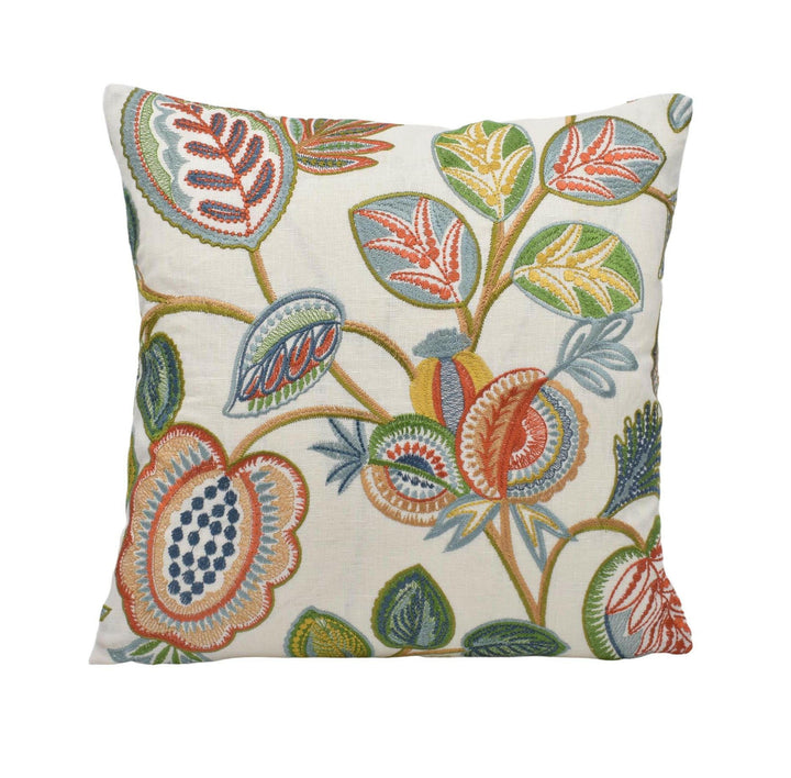 Ian Sanderson - Pomona - Seville - Lush Embroidered Garden Cushion Cover - Vibrant Botanical Embroidery Pillow Cover Made to Order Designer.