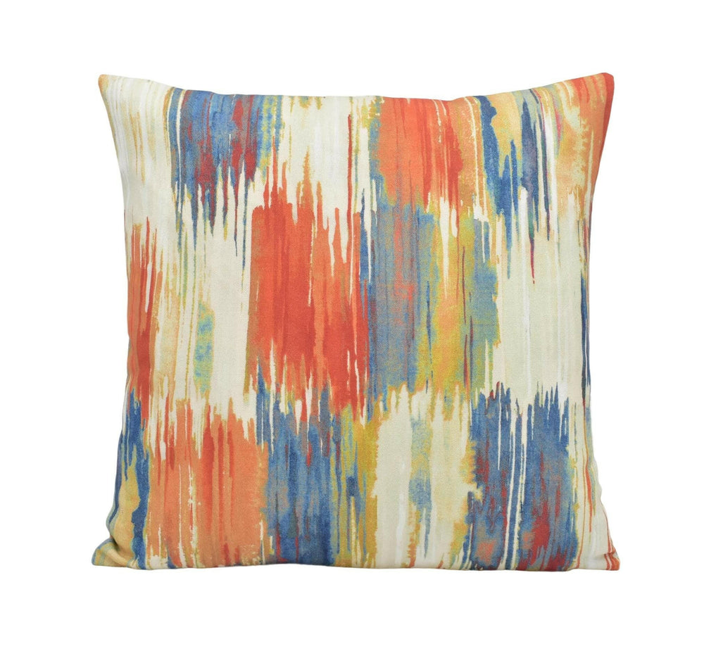 Prestigious Textiles - Long Beach - Tango - Bright Tropical Abstract Designer Cushion Cover - Vibrant Orange Blue Inky Pillow Cover Handmade.