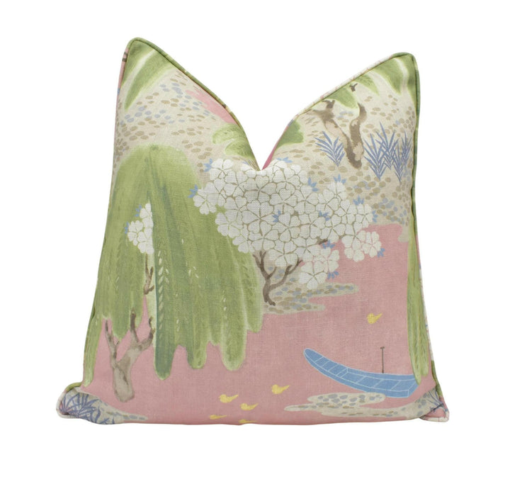 Anna French x Thibaut - Willow Tree - Blush - Symbolic Spiritual Japanese Willow Tree Floral Designer Cushion Cover Preppy Pink Cottage Core.