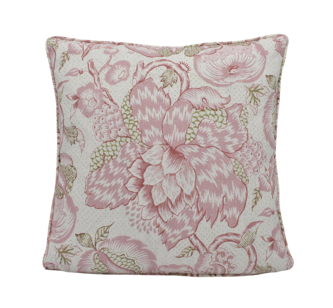 Thibaut - Westmont - Blush - Antique French Jacobean Floral Designer Cushion Cover - Pink White Classic Traditional Trailing Flowers Pillow.