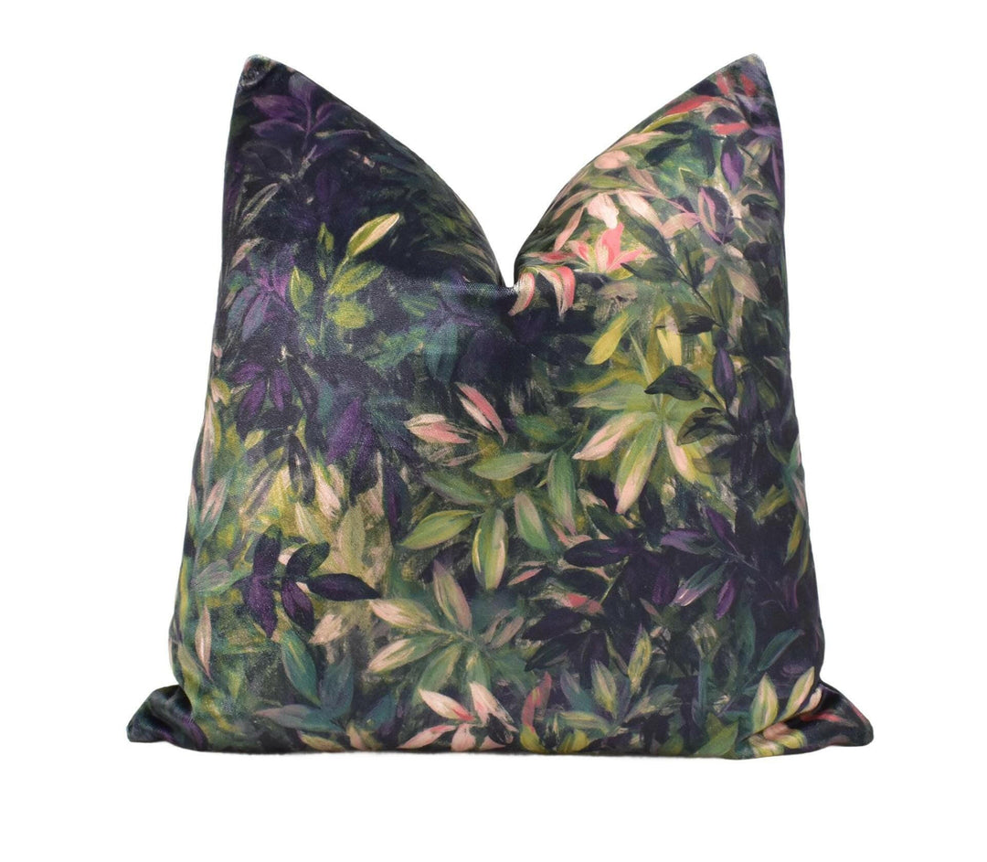 Clarke and Clarke - Congo - Amethyst / Emerald - Dramatic Rainforest Velvet Designer Cushion Cover - Botanical Purple Green Tropical African.