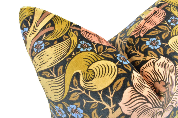 William Morris - Spring Thicket Velvet - Old Fashioned - Brooding Vintage Style Floral Cushion Cover Rust Jewel English Tulip Morris Pillow.