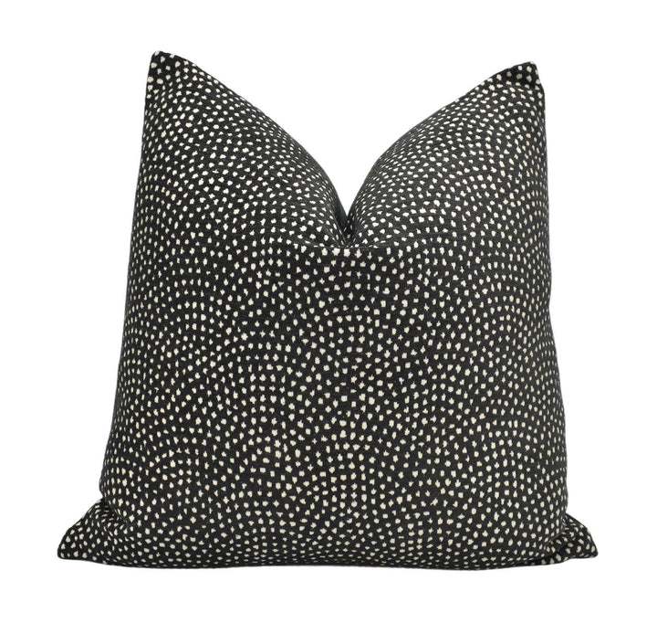 Clarke & Clarke - Nebula - Noir - Luminous Chenille Weave Designer Cushion Cover - Black White Geometric Dotty Circle Pillow - Chic Soft Dot.