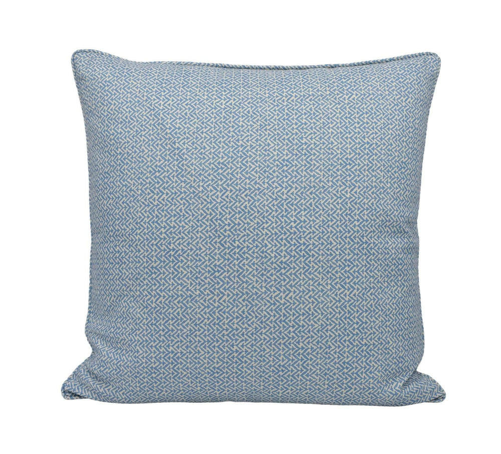 GP & J Baker - Tilly - Blue - Stylish Versatile Geometric Designer Cushion Cover - Modern Blue White Zig Zag Stripe Cotton Custom Pillow.